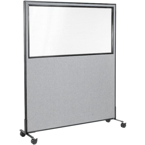 Global Industrial 60-1/4W x 99H Mobile Office Partition Panel with Partial Window, Gray 695790MWGY - main